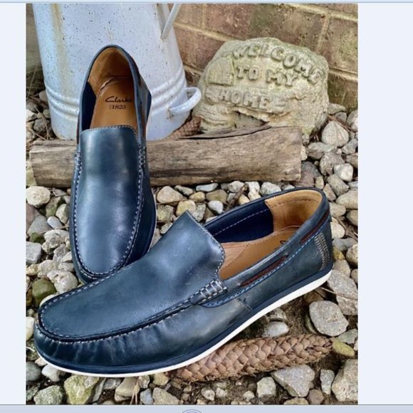 Clarks Other - Clarks 1825 Slip On Shoes Loafers Mens Size 10.5 Blue Comfort Fast Shipping